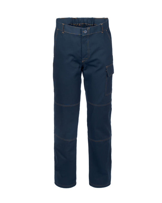 PANTALONE UOMO DA LAVORO CLASSICO CON ELASTICO POSTERIORE E LOGO LATO TASCA GAMBA DESTRA