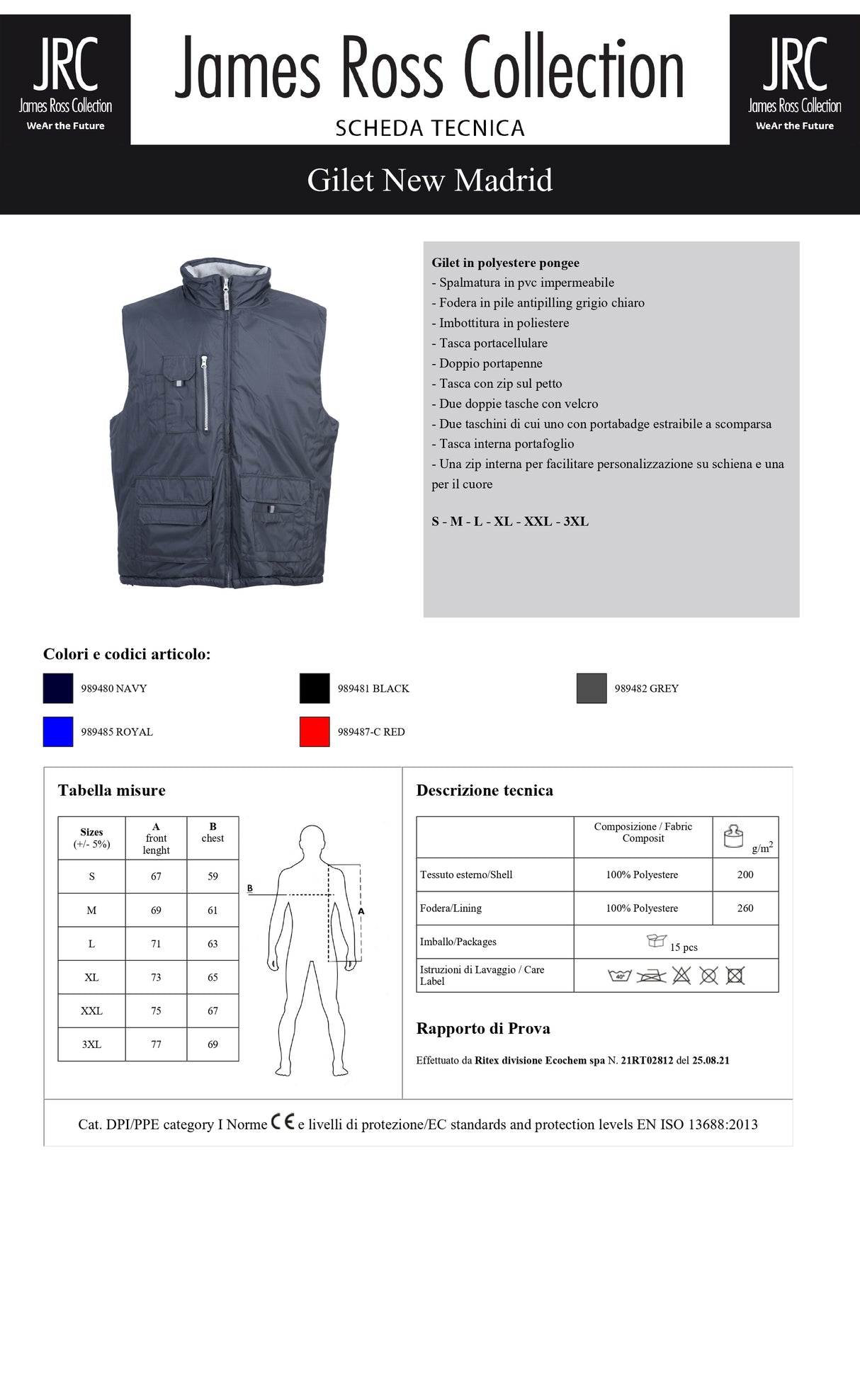 GILET DA LAVORO MULTITASCHE JRC NEW MADRID UOMO