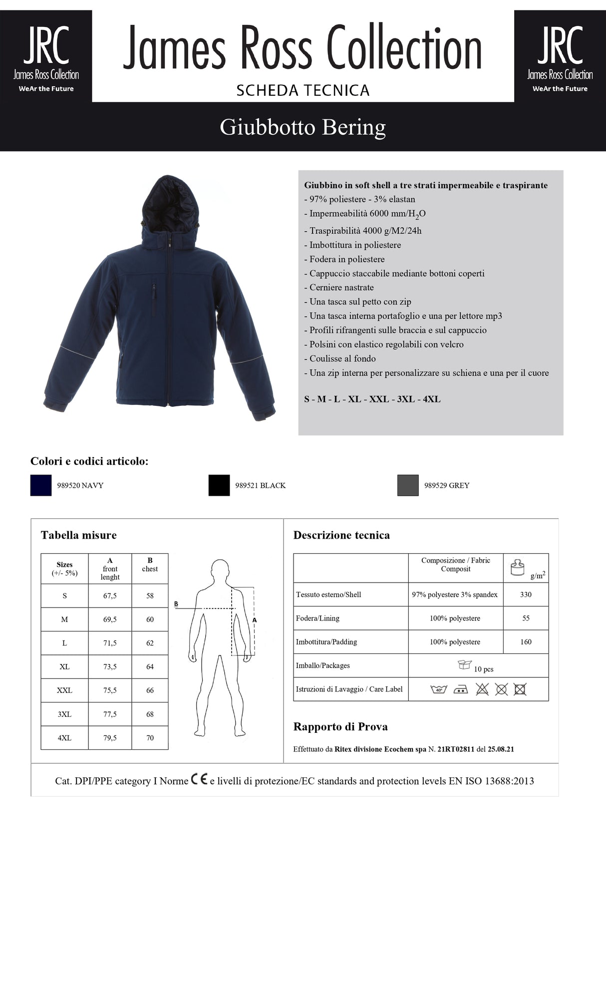 GIACCA IN SOFTSHELL IMPERMEABILE JRC BERING UOMO