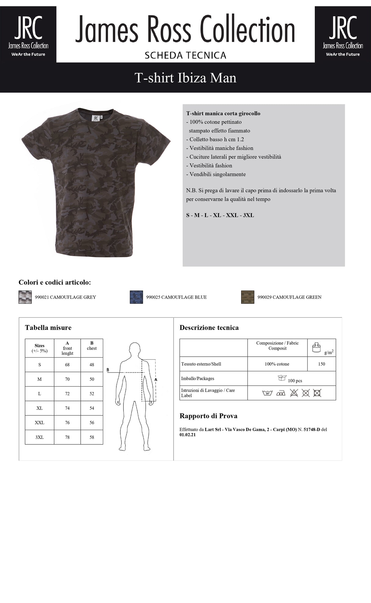 T-SHIRT DA LAVORO A MANICA CORTA JRC IBIZA UOMO
