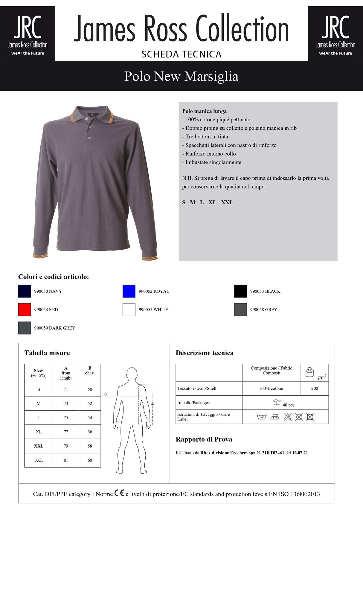 POLO A MANICA LUNGA JRC NEW MARSIGLIA UOMO