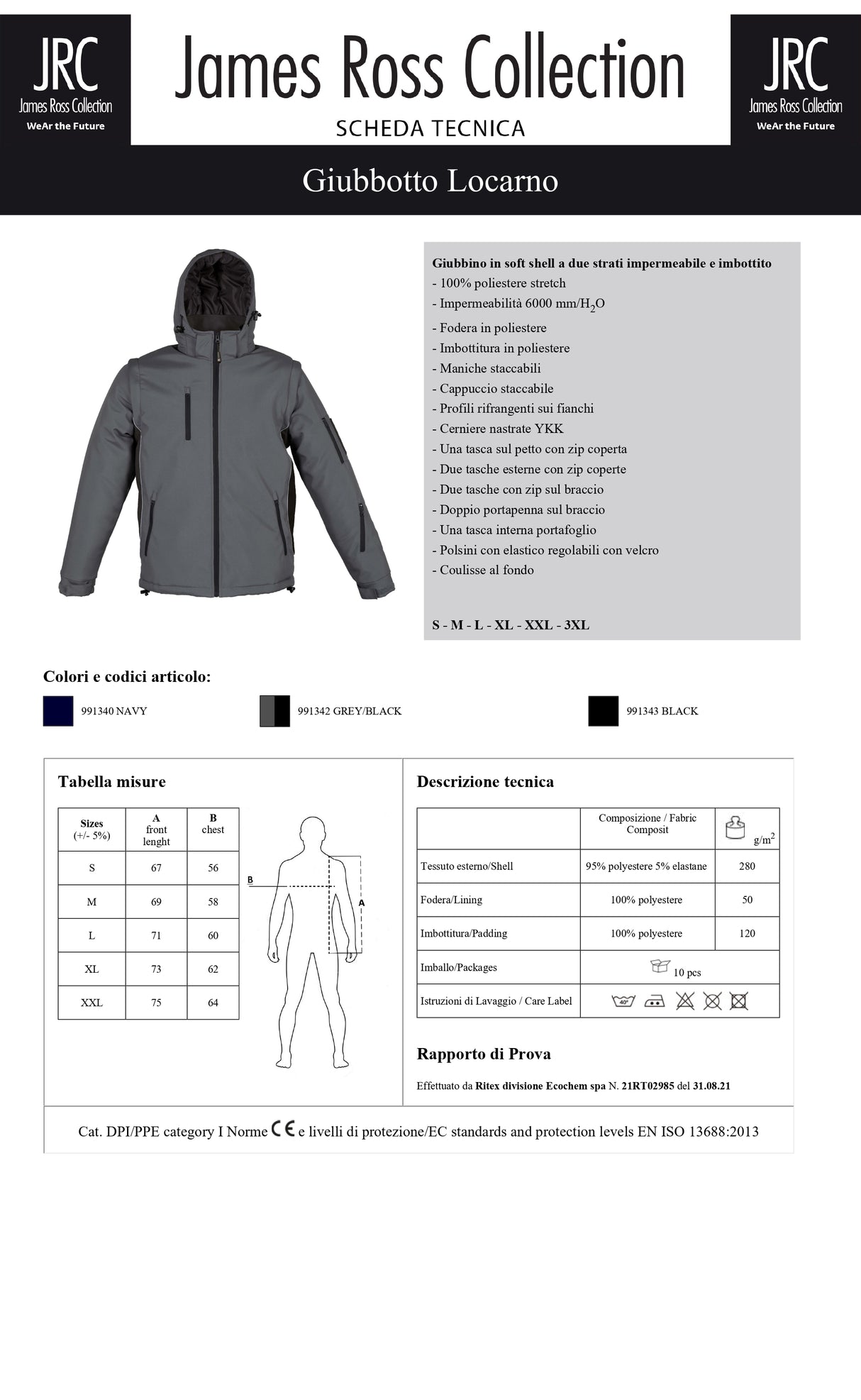 GIACCA IN SOFTSHELL DA LAVORO IMBOTTITA JRC LOCARNO UOMO