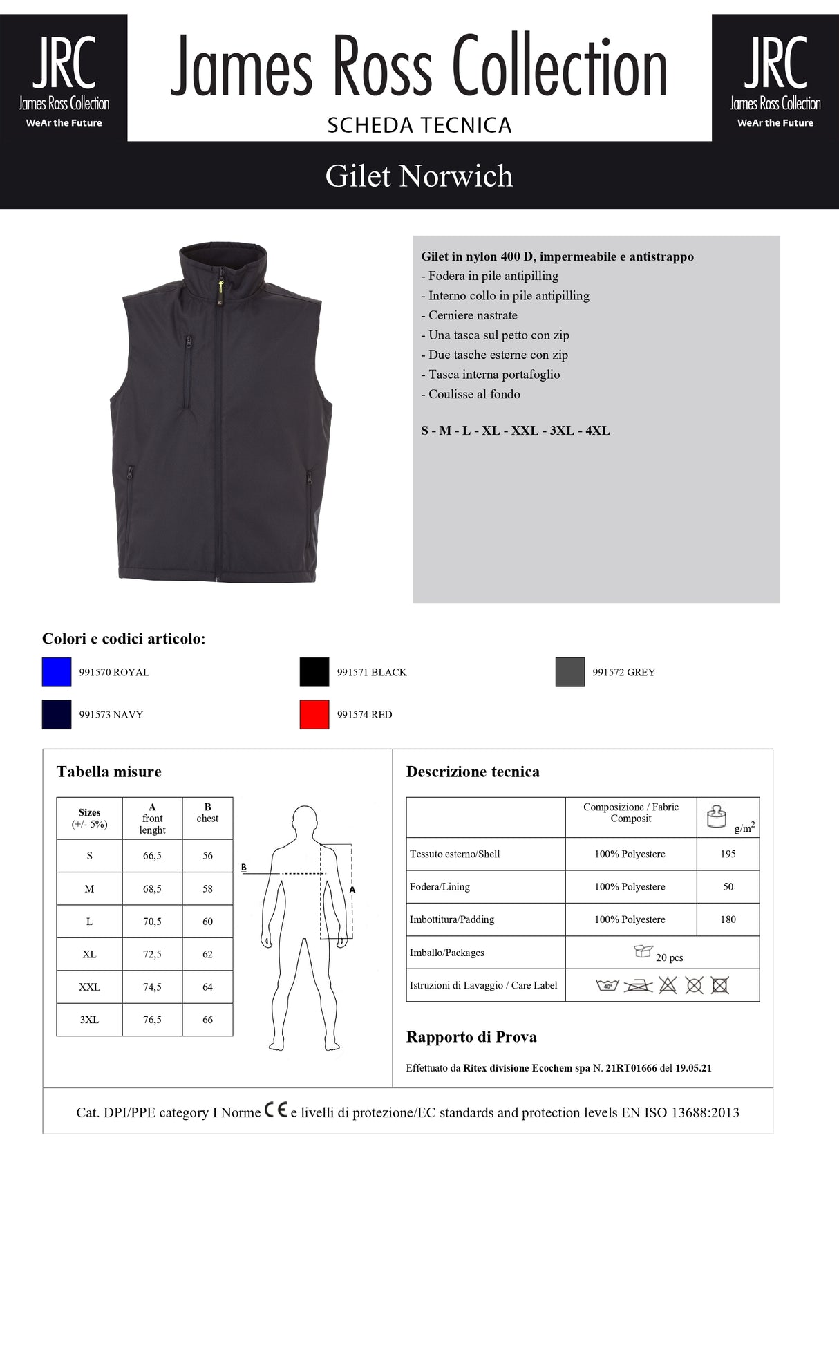 GILET IMPERMEABILE JRC NORWICH UOMO