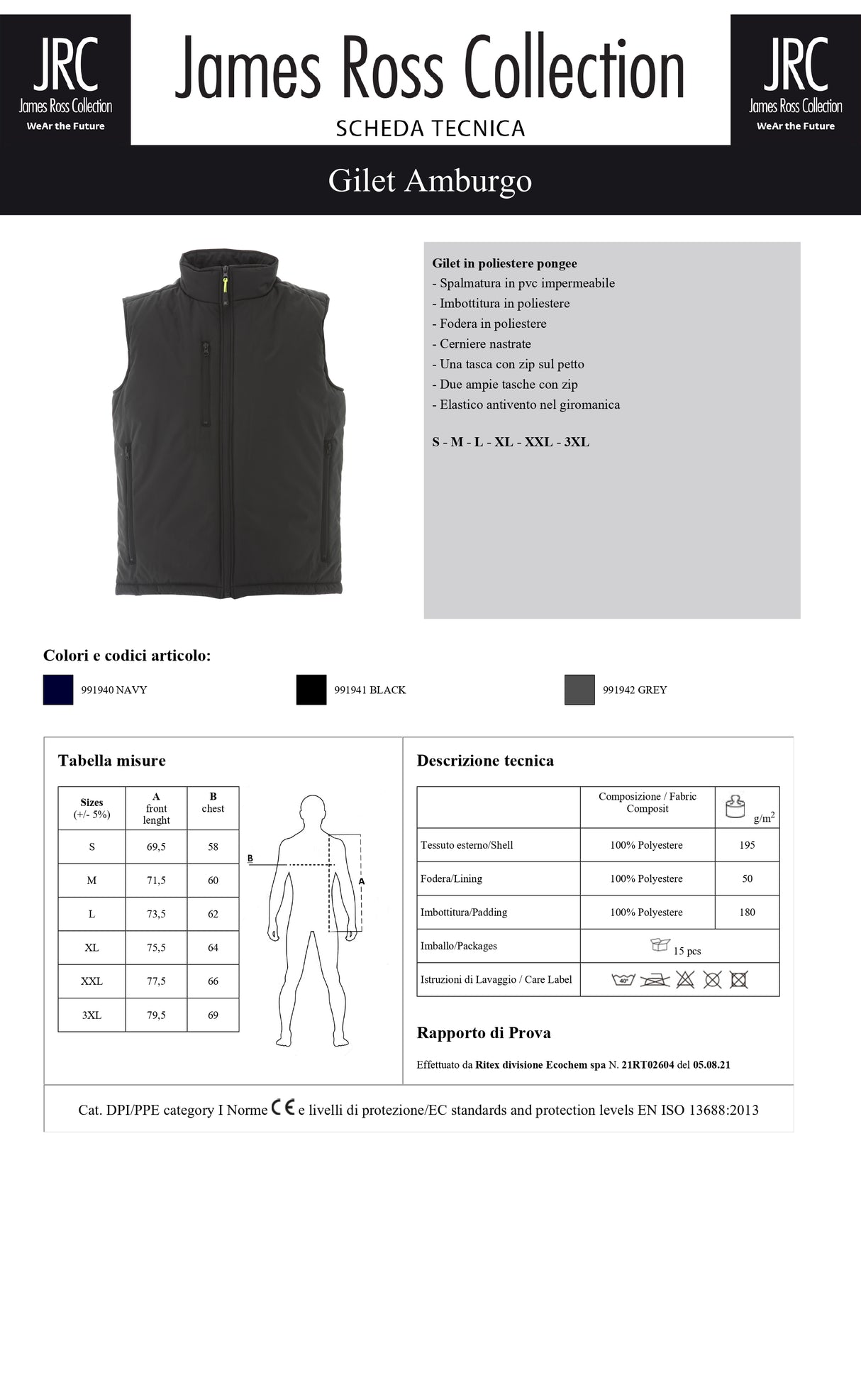 GILET UOMO IMPERMEABILE CON LOGO STAMPATO LATO CUORE