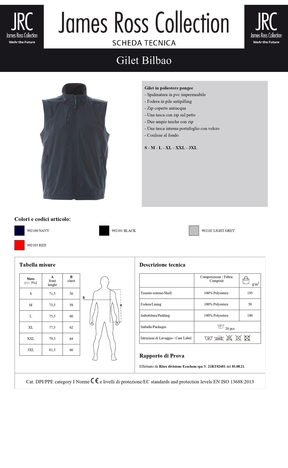 GILET IMPERMEABILE JRC BILBAO UOMO