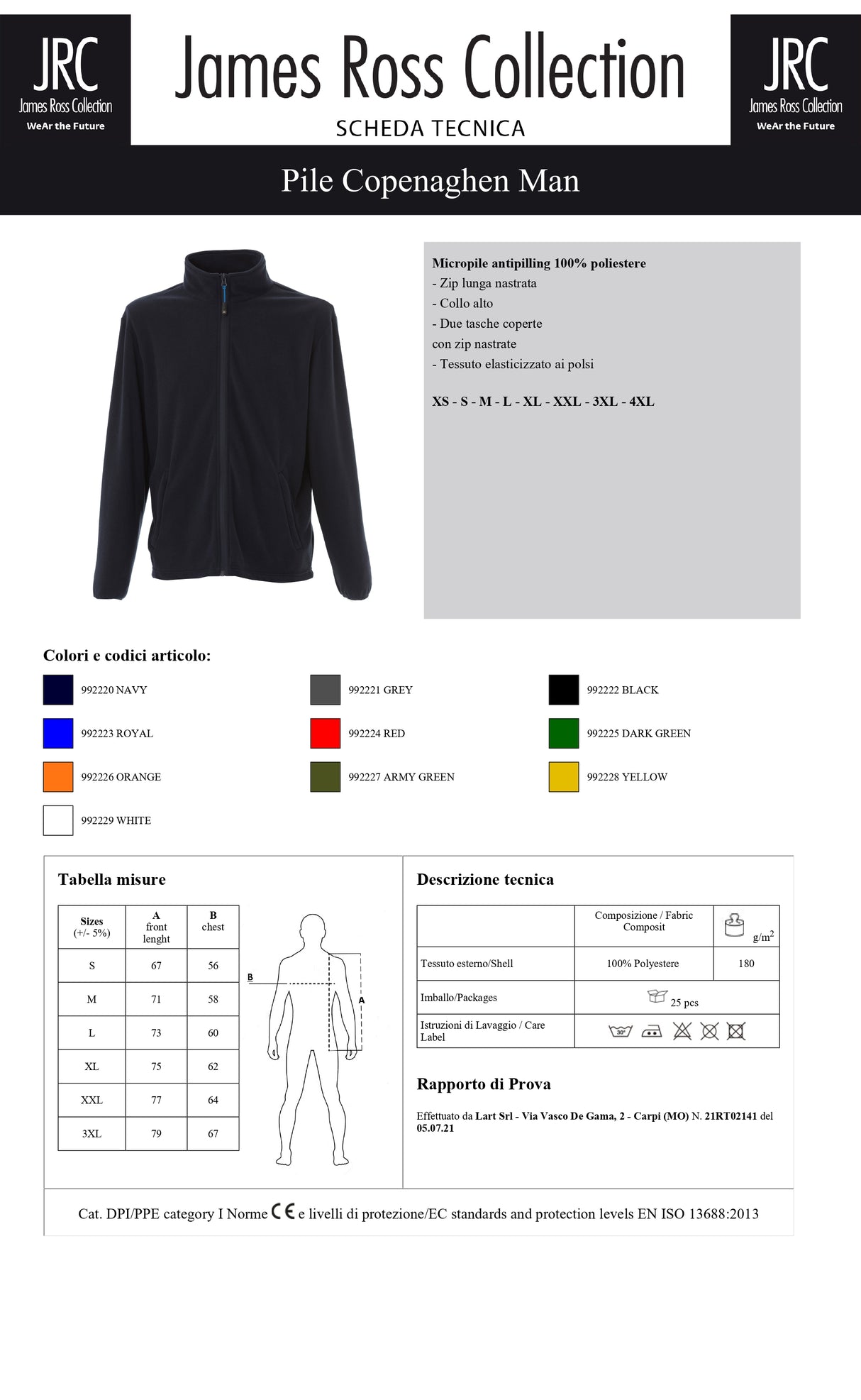 PILE CON ZIP JRC CONPENAGHEN MAN UOMO