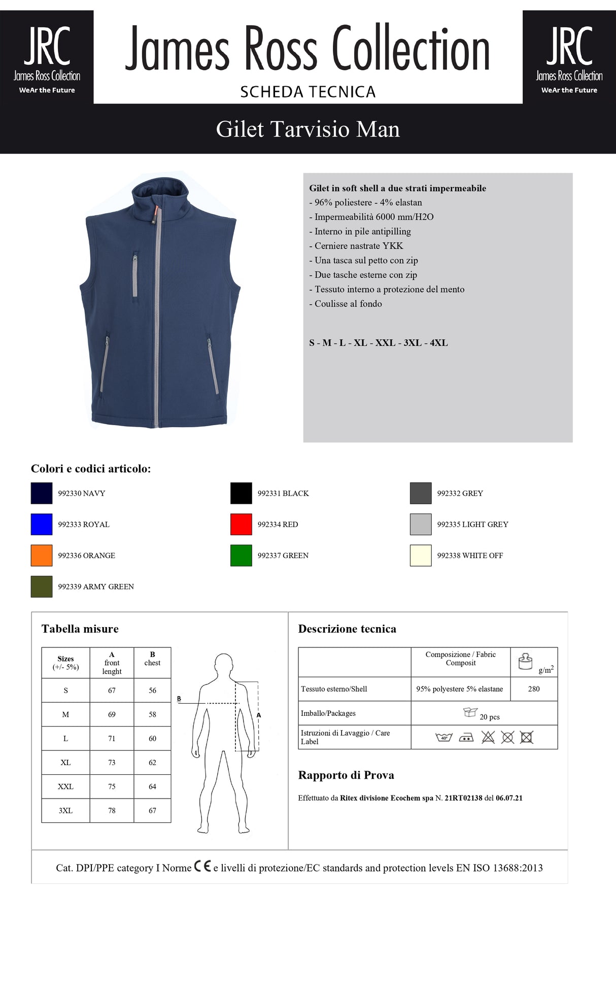 GILET IN SOFTSHELL IMPERMEABILE JRC TARVISIO MAN UOMO