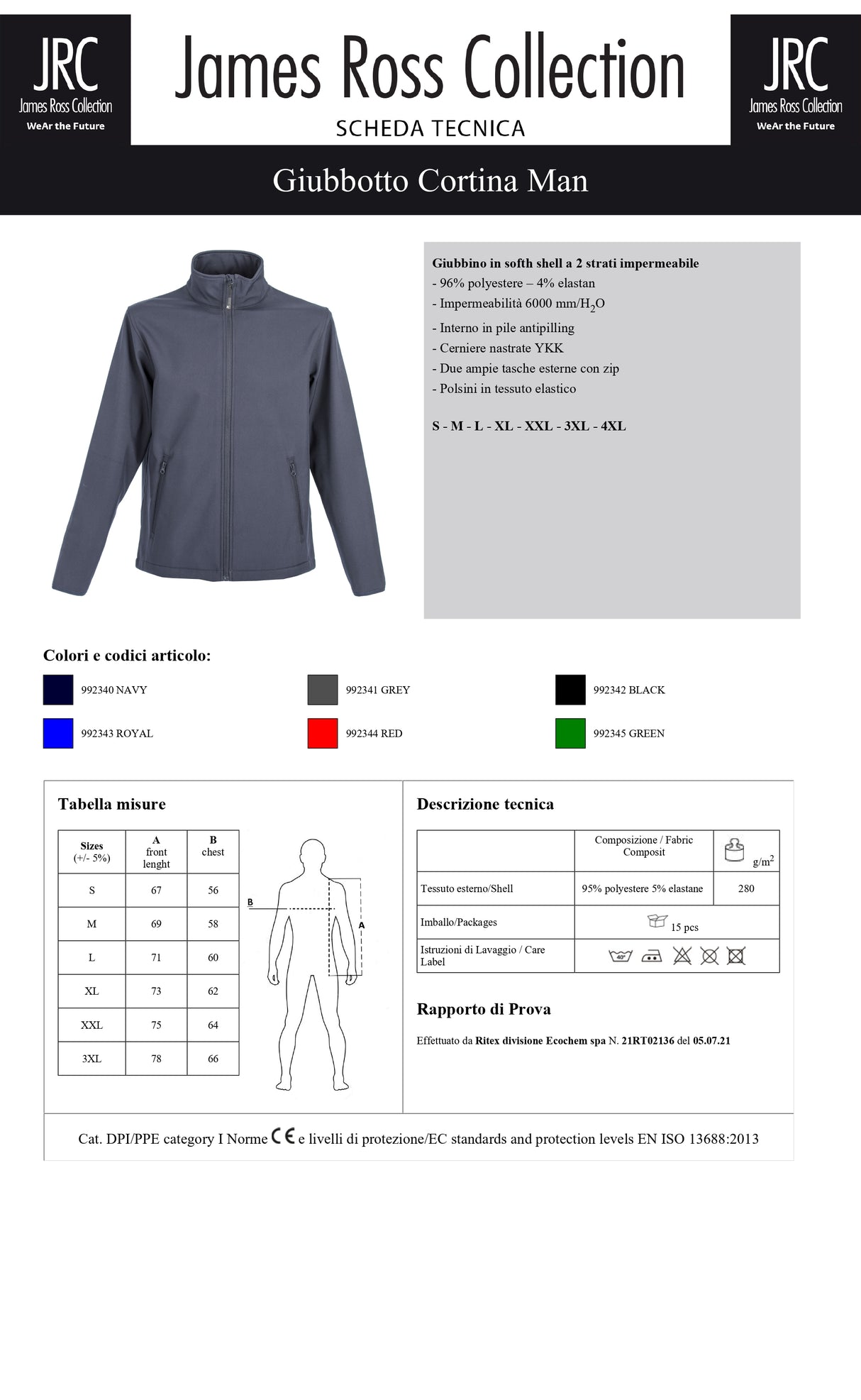 GIUBBINO SOFTSHELL IMPERMEABILE JRC CORTINA MAN UOMO