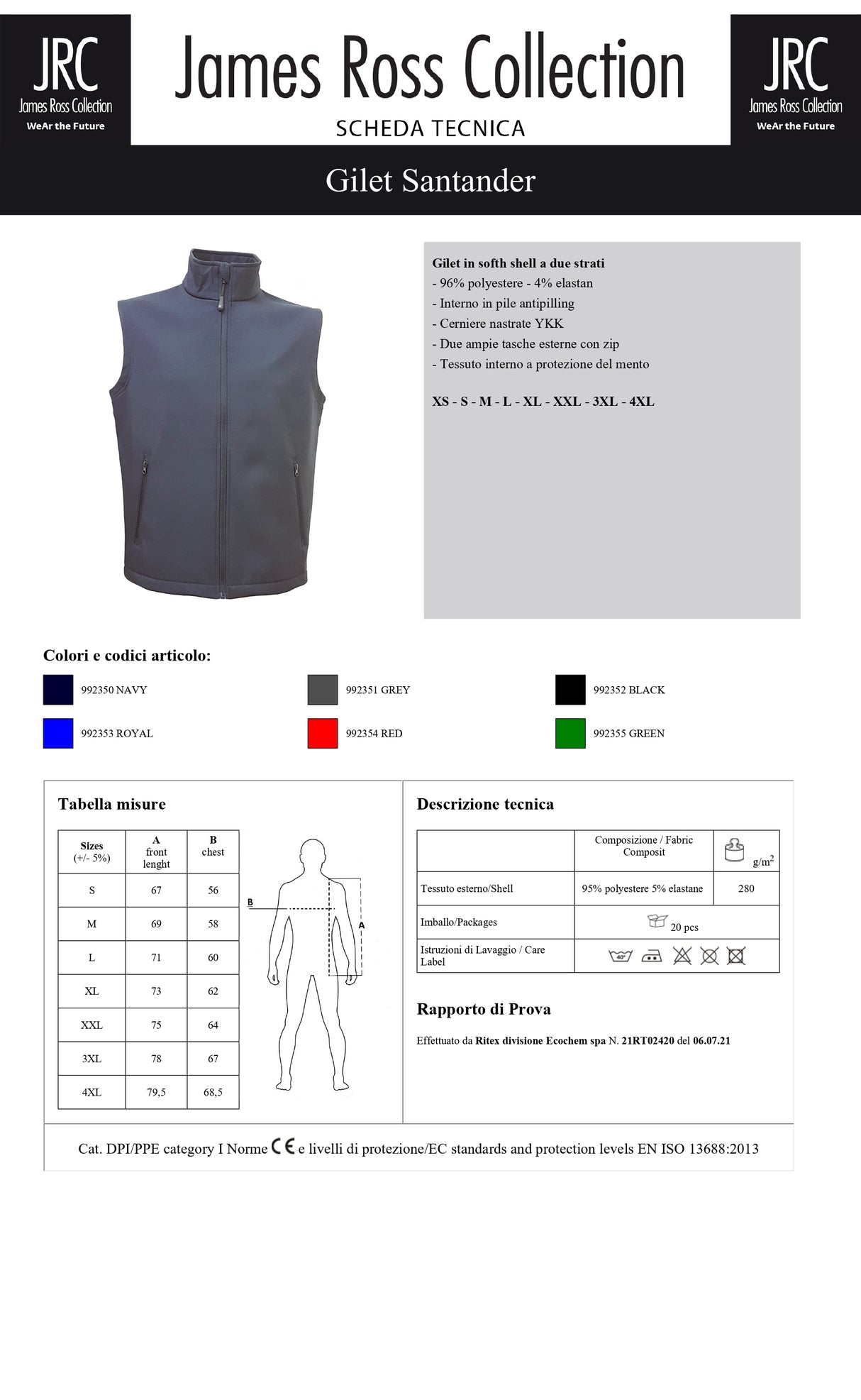 GILET IN SOFTSHELL JRC SANTANDER UOMO