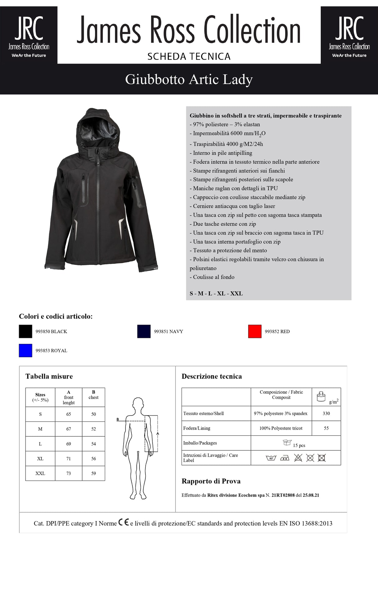 GIACCA SOFTSHELL IMPERMEABILE JRC ARTIC LADY DONNA