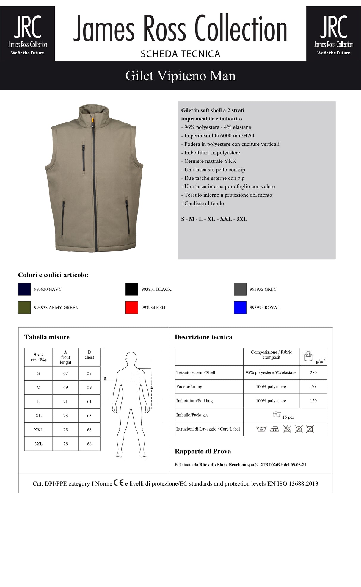 GILET IN SOFTSHELL IMBOTTITO JRC VIPITENO MAN UOMO