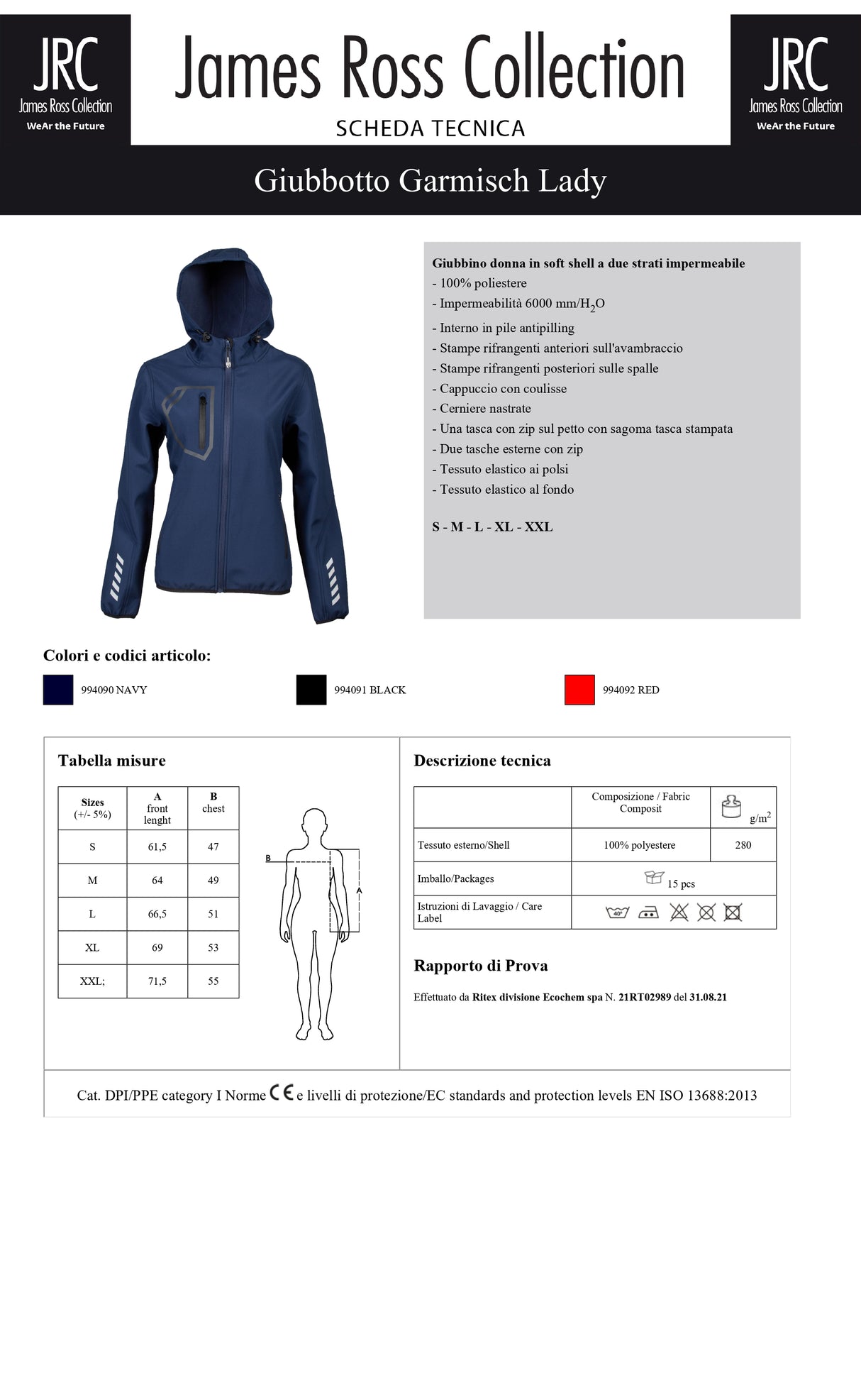 GIACCA SOFTSHELL IMPERMEABILE JRC GARMISCH LADY DONNA