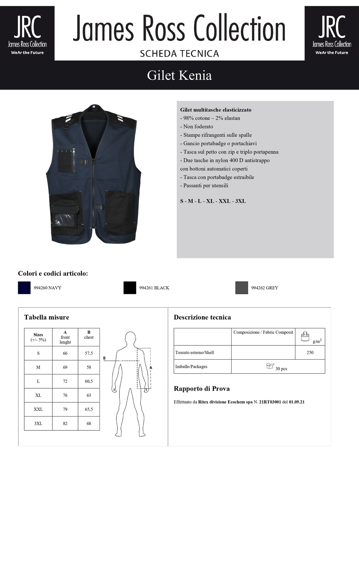 GILET DA LAVORO MULTITASCHE JRC KENIA UOMO