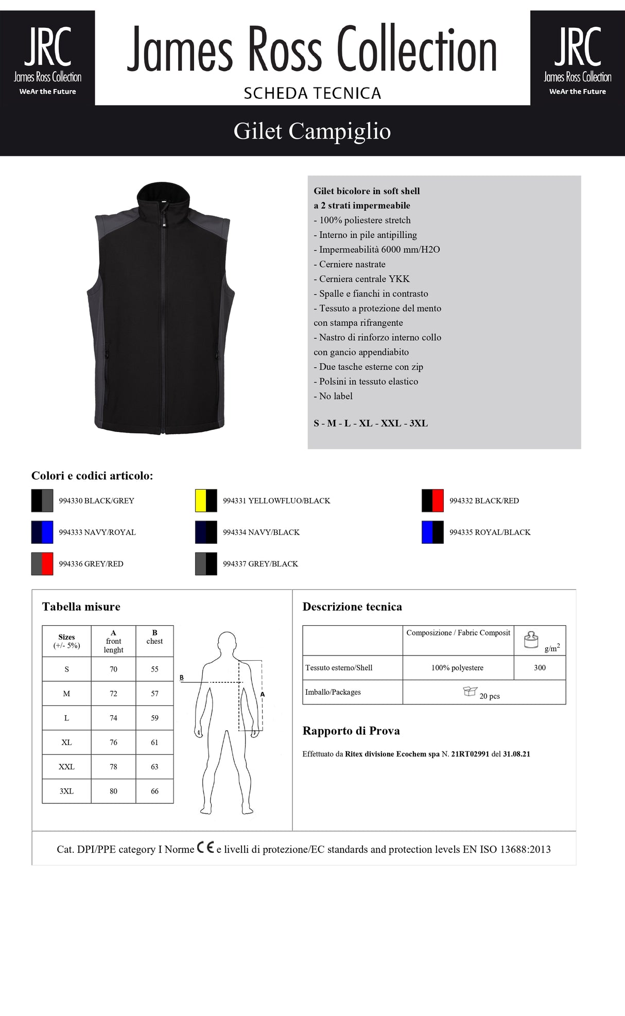 GILET IN SOFTSHELL IMPERMEABILE JRC CAMPIGLIO UOMO
