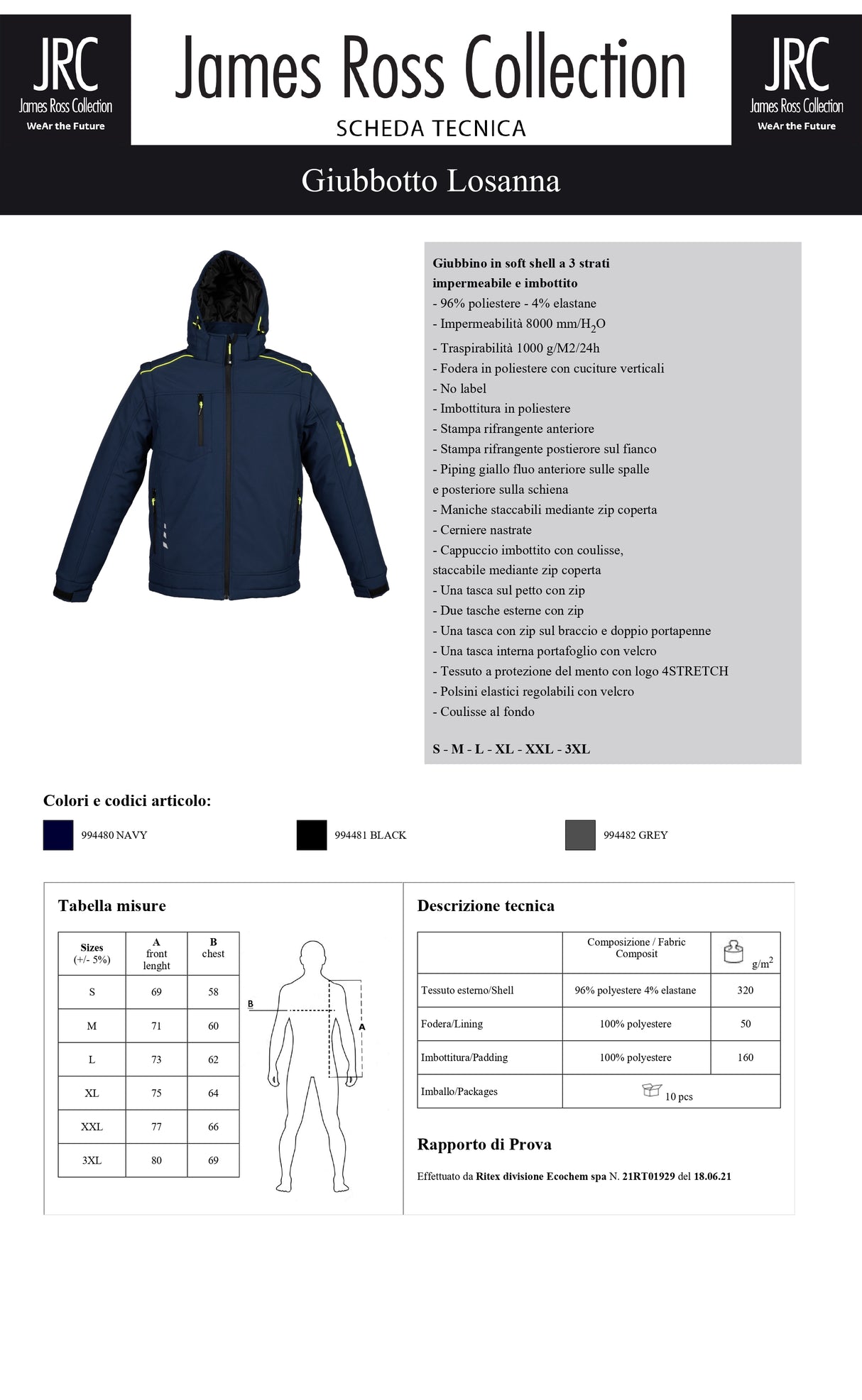 GIACCA IN SOFTSHELL DA LAVORO JRC LOSANNA UOMO