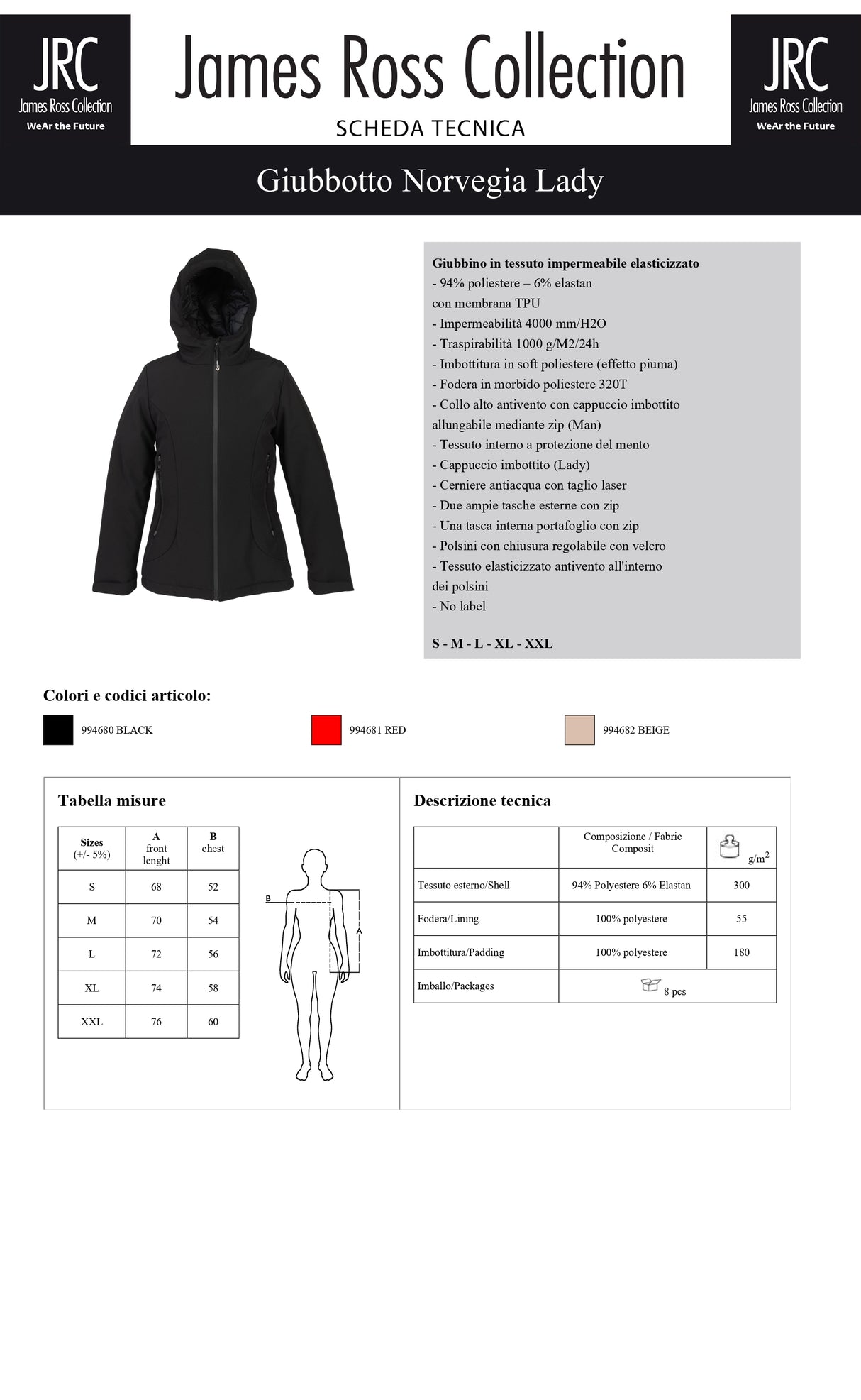 GIACCA IMBOTTITA JRC NORVEGIA LADY DONNA