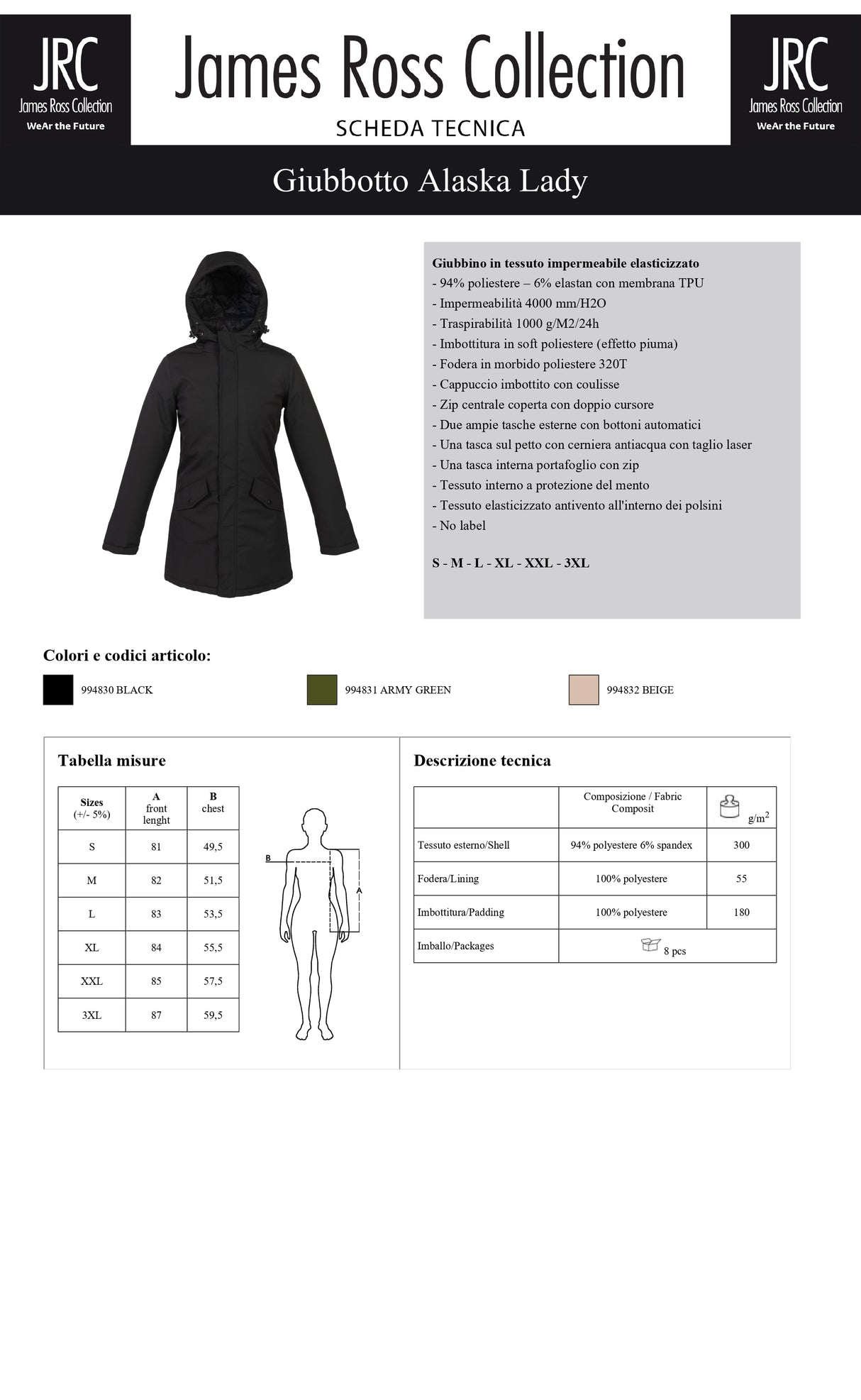 GIACCA IMPERMEABILE JRC ALASKA LADY DONNA