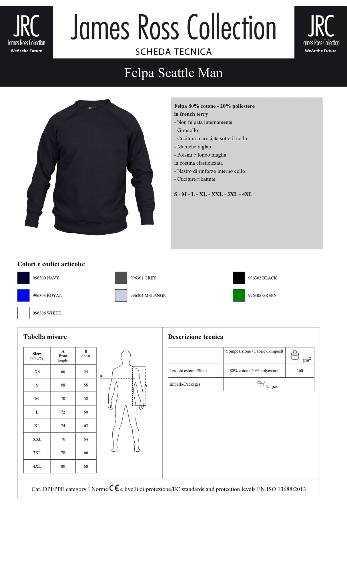 FELPA GIROCOLLO JRC SEATTLE MAN UOMO