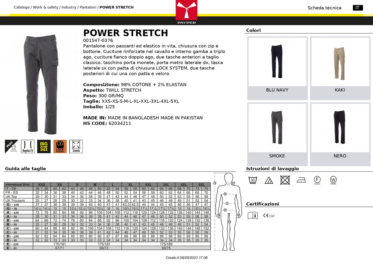 PANTALONE DA LAVORO ELASTICIZZATO PAYPER POWER STRETCH UOMO