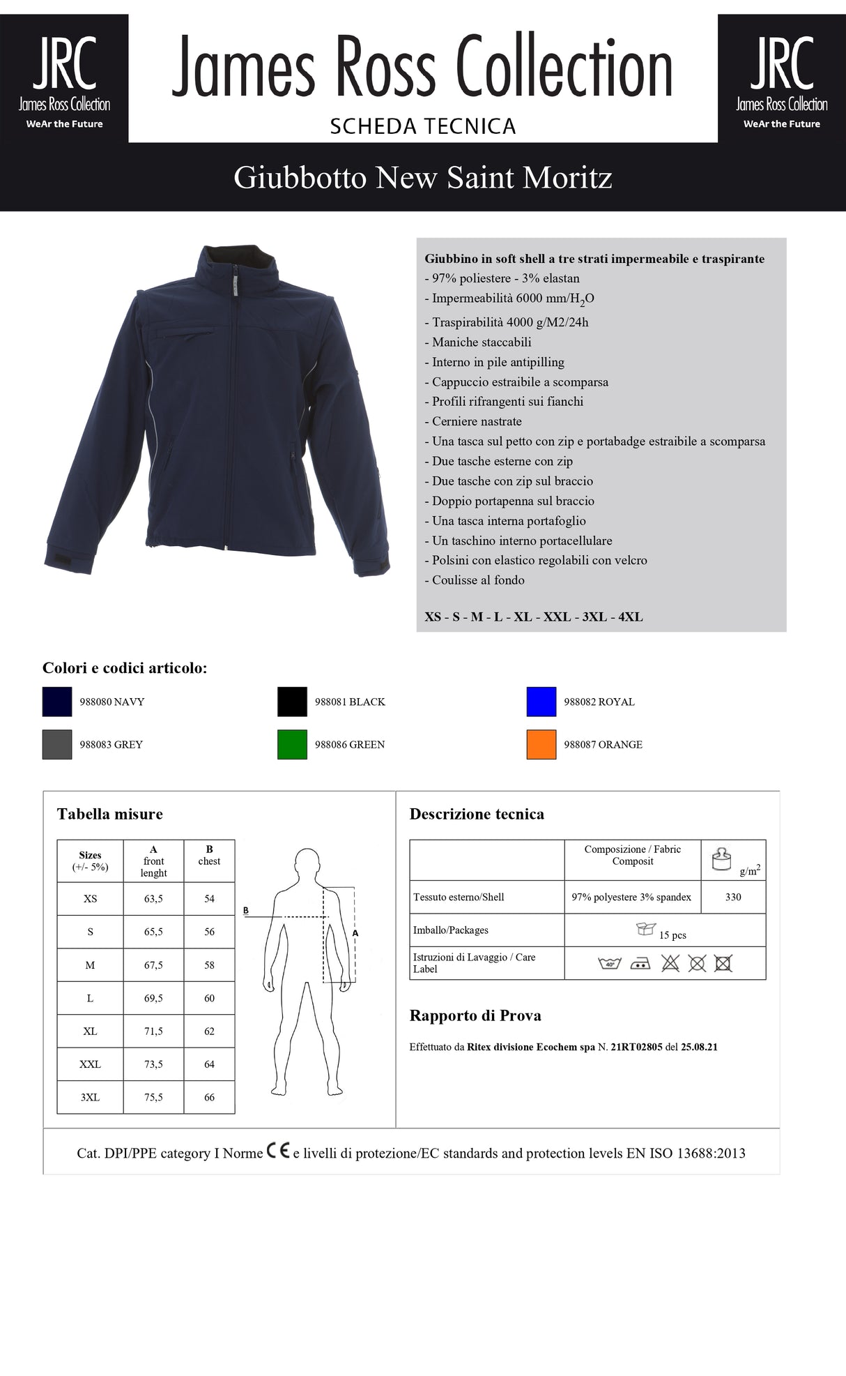 GIUBBINO IN SOFTSHELL DA LAVORO IMPERMEABILE JRC NEW SAINT MORITZ UOMO