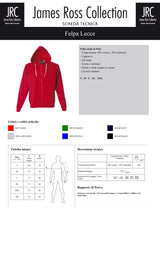 FELPA CON CAPPUCCIO E ZIP MADE IN ITALY JRC LECCE UOMO