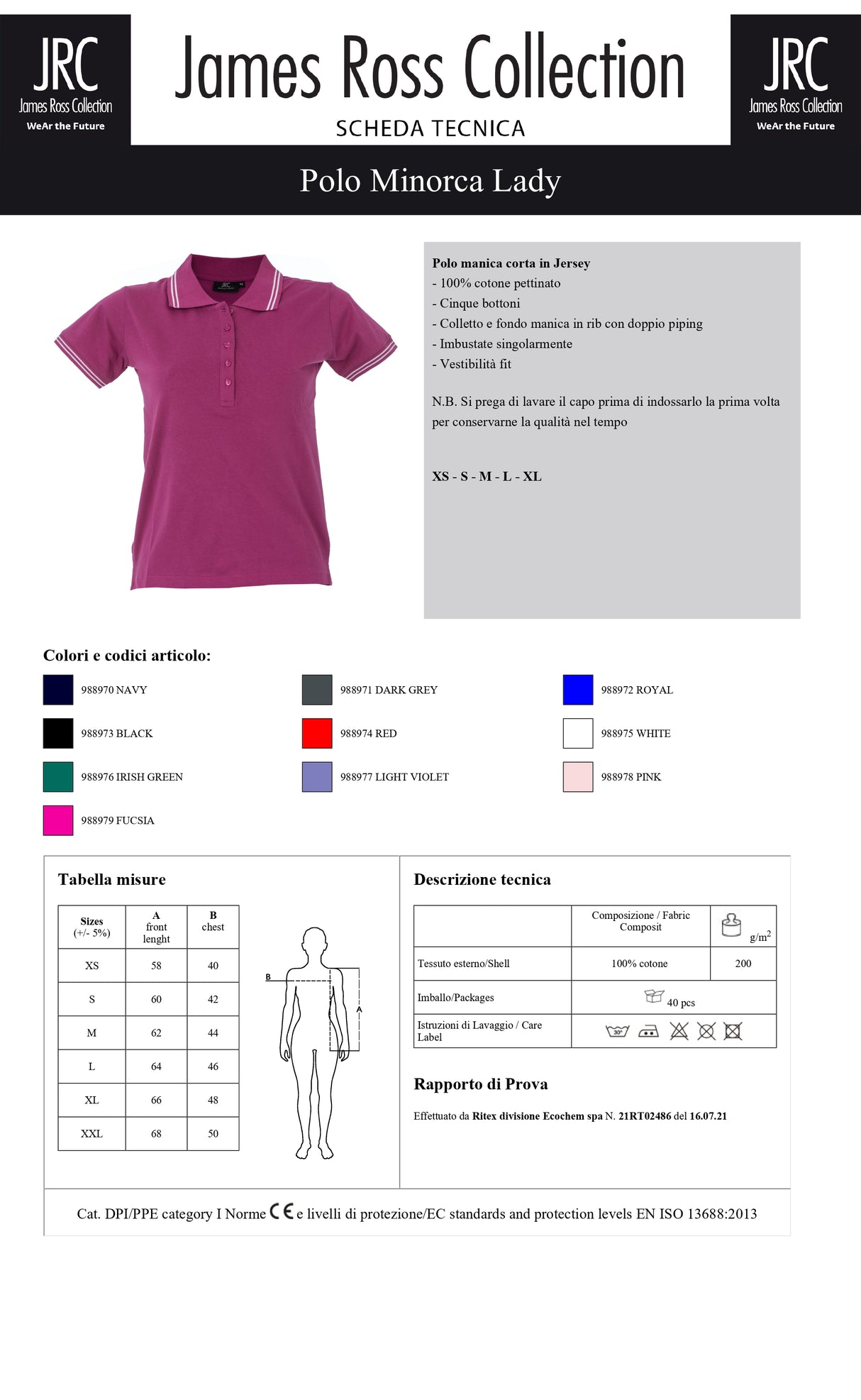 POLO A MANICA CORTA JRC MINORCA LADY DONNA