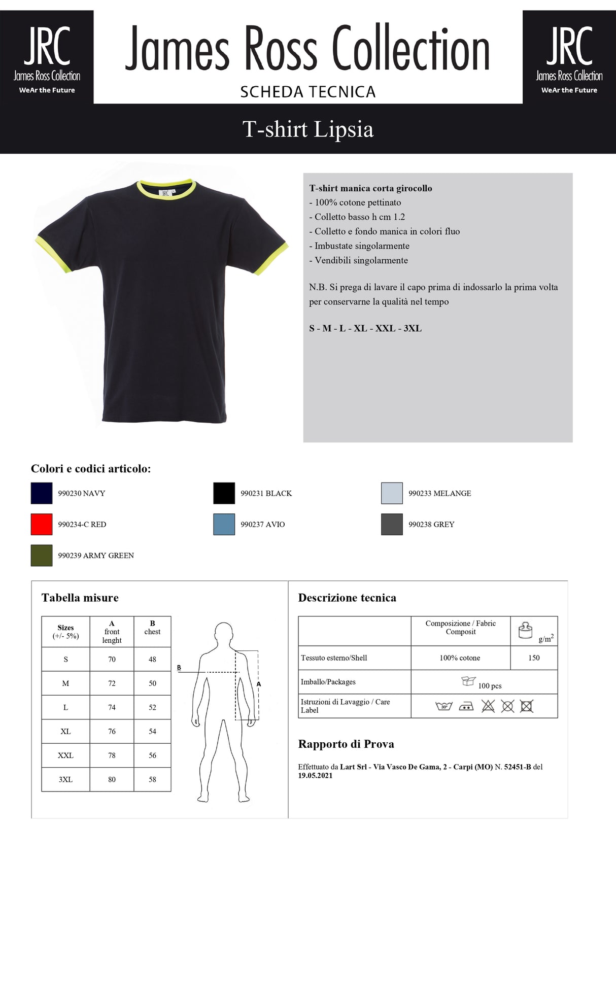 T-SHIRT A MANICA CORTA JRC LIPSIA UOMO