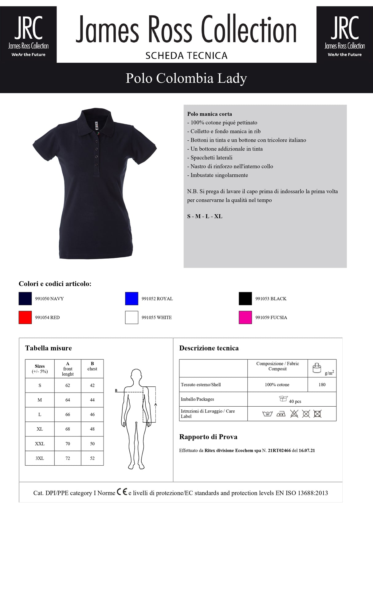 POLO A MANICA CORTA JRC COLOMBIA LADY DONNA