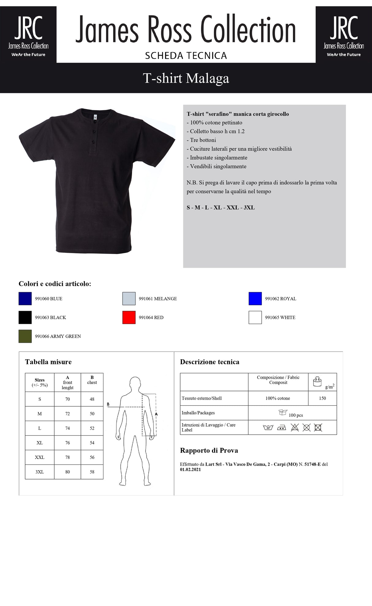 T-SHIRT A MANICA CORTA JRC MALAGA UOMO