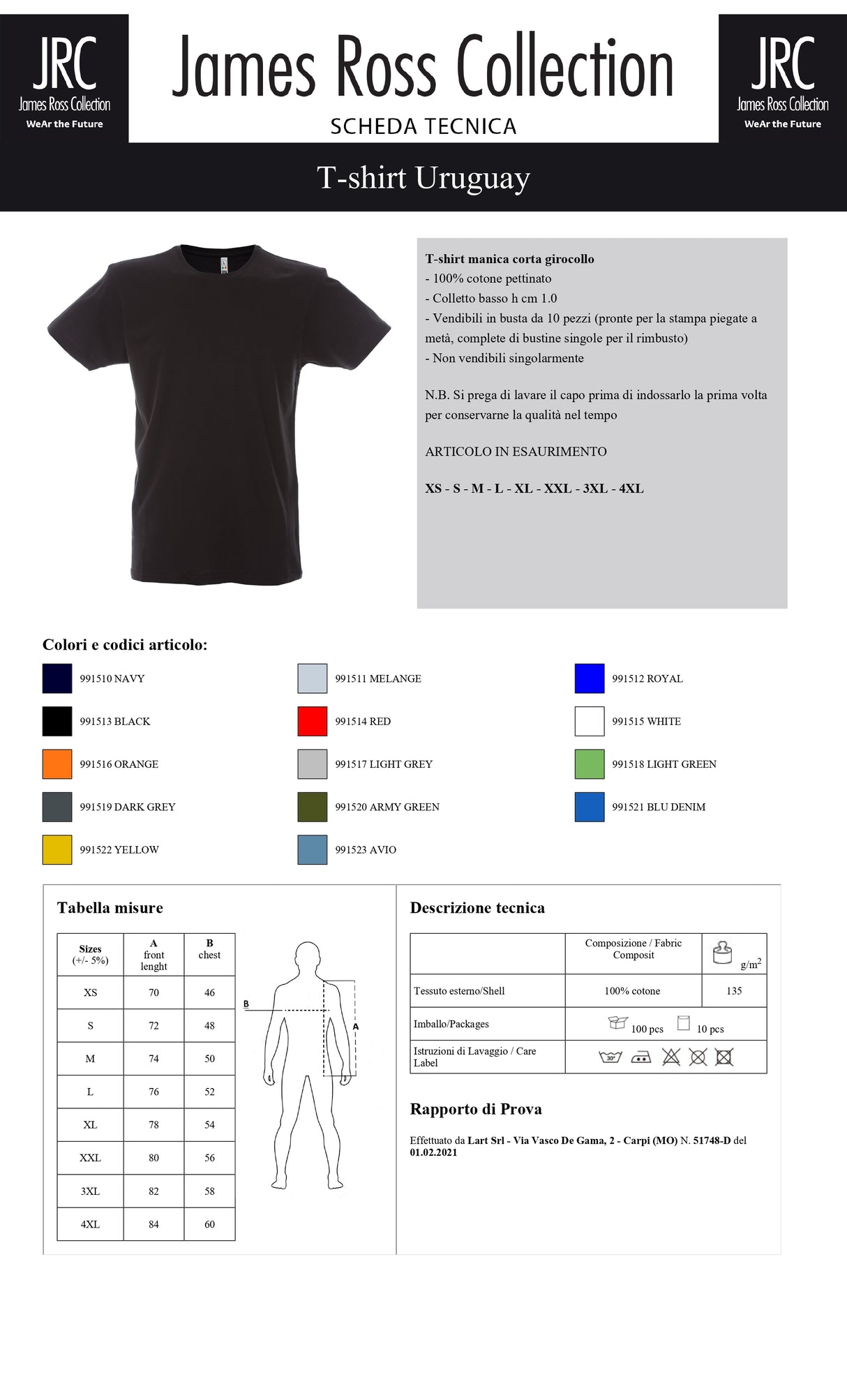 SET DA 10 T-SHIRT A MANICA CORTA JRC URUGUAY UOMO