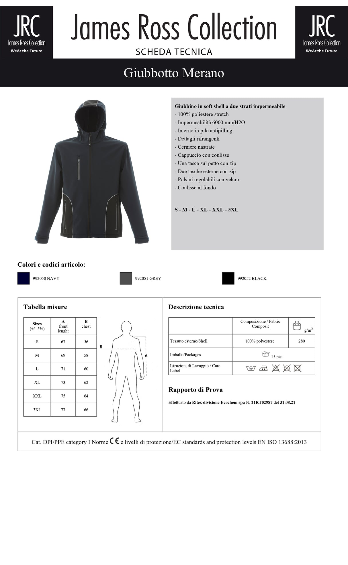 GIACCA IN SOFT SHELL DA LAVORO JRC MERANO UOMO