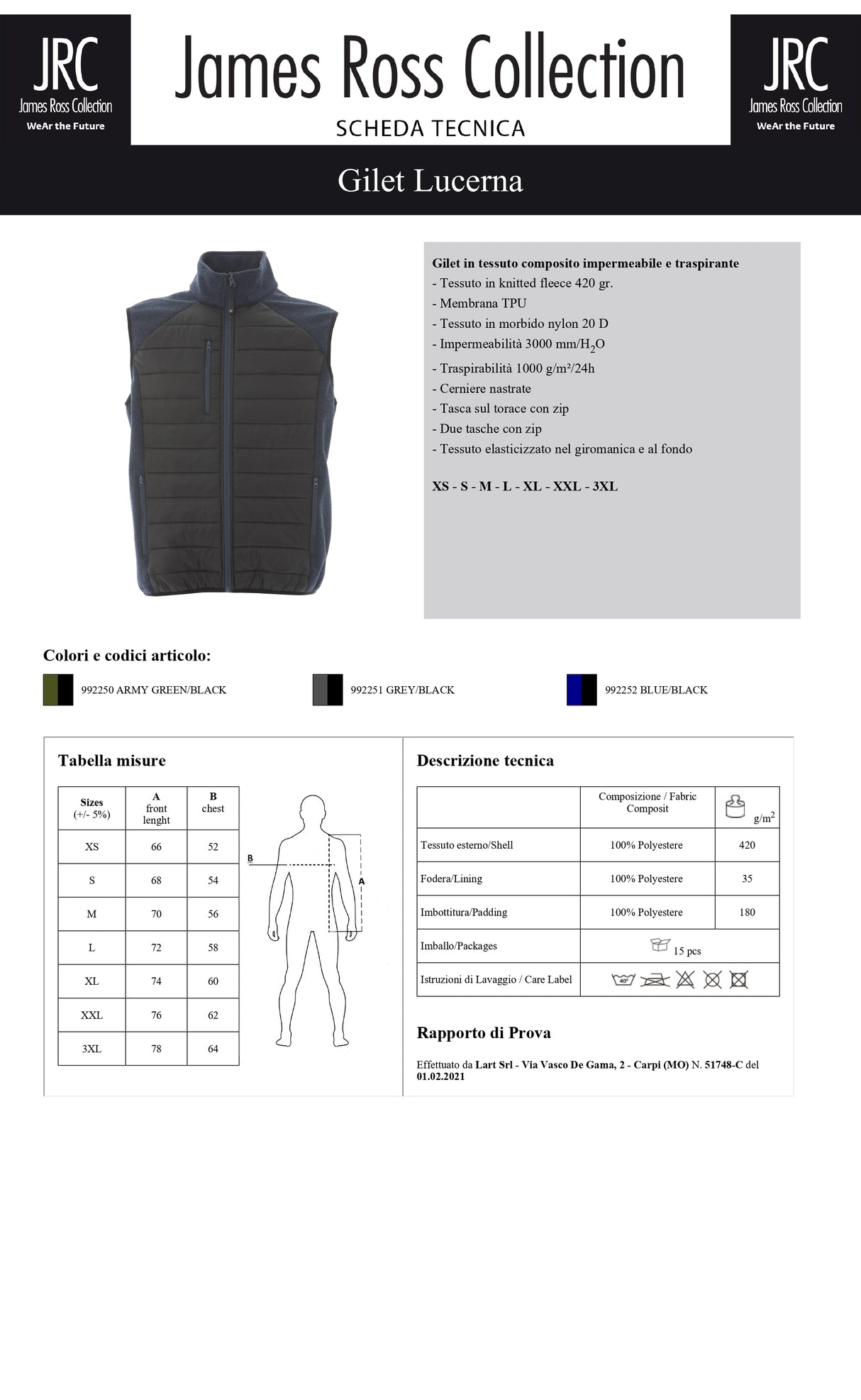 GILET IMPERMEABILE JRC LUCERNA UOMO
