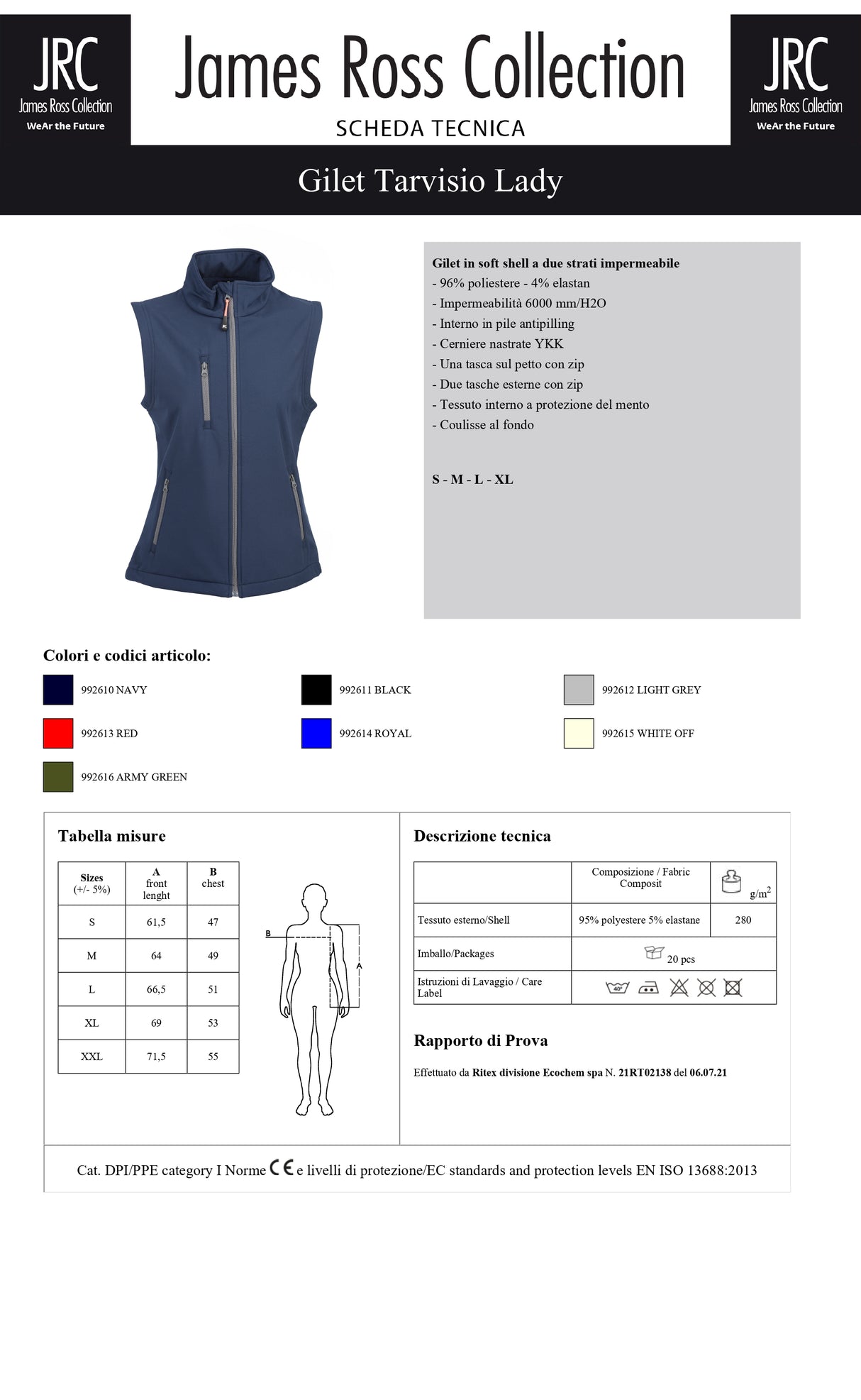 GILET IN SOFTSHELL IMPERMEABILE JRC TARVISIO LADY DONNA