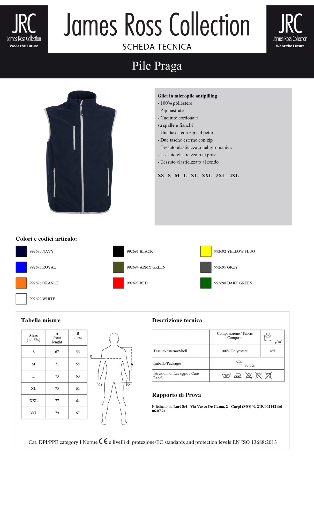 GILET IN MICROPILE JRC PRAGA UOMO