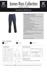 PANTALONE DA LAVORO MULTITASCHE ELASTICIZZATO JRC MELBOURNE UOMO