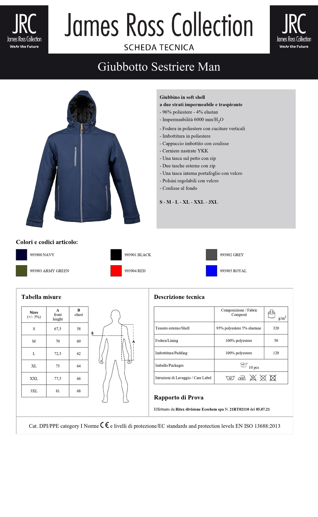 GIACCA IN SOFTSHELL JRC SESTRIERE MAN UOMO