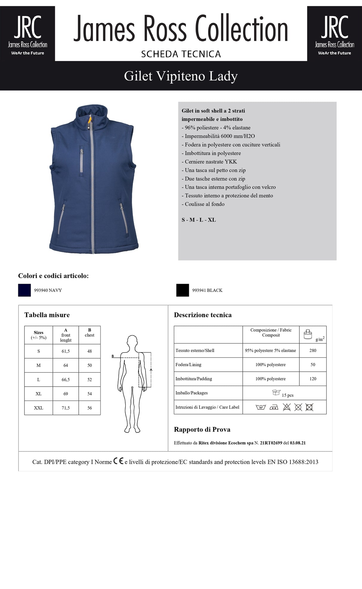 GILET IN SOFTSHELL IMBOTTITO JRC VIPITENO LADY DONNA