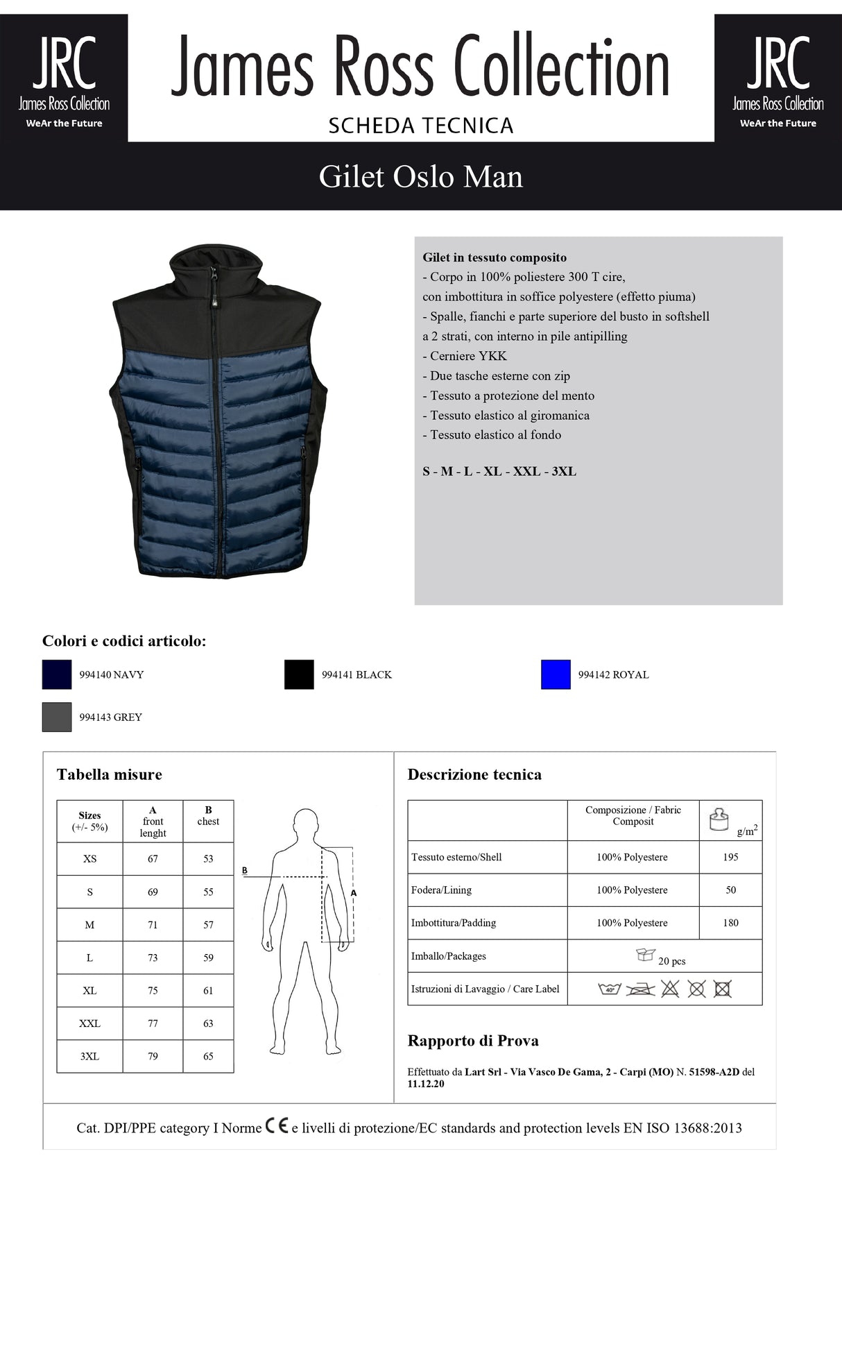 GILET IMBOTTITO JRC OSLO MAN UOMO