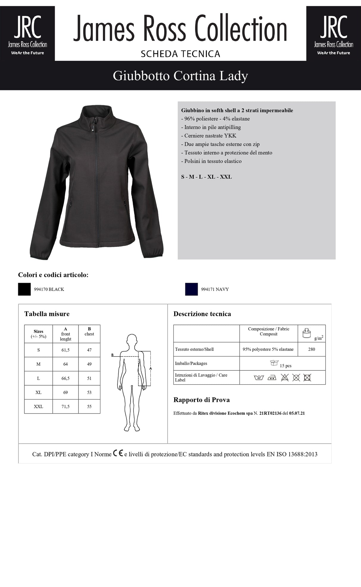 GIUBBINO SOFTSHELL IMPERMEABILE JRC CORTINA LADY DONNA