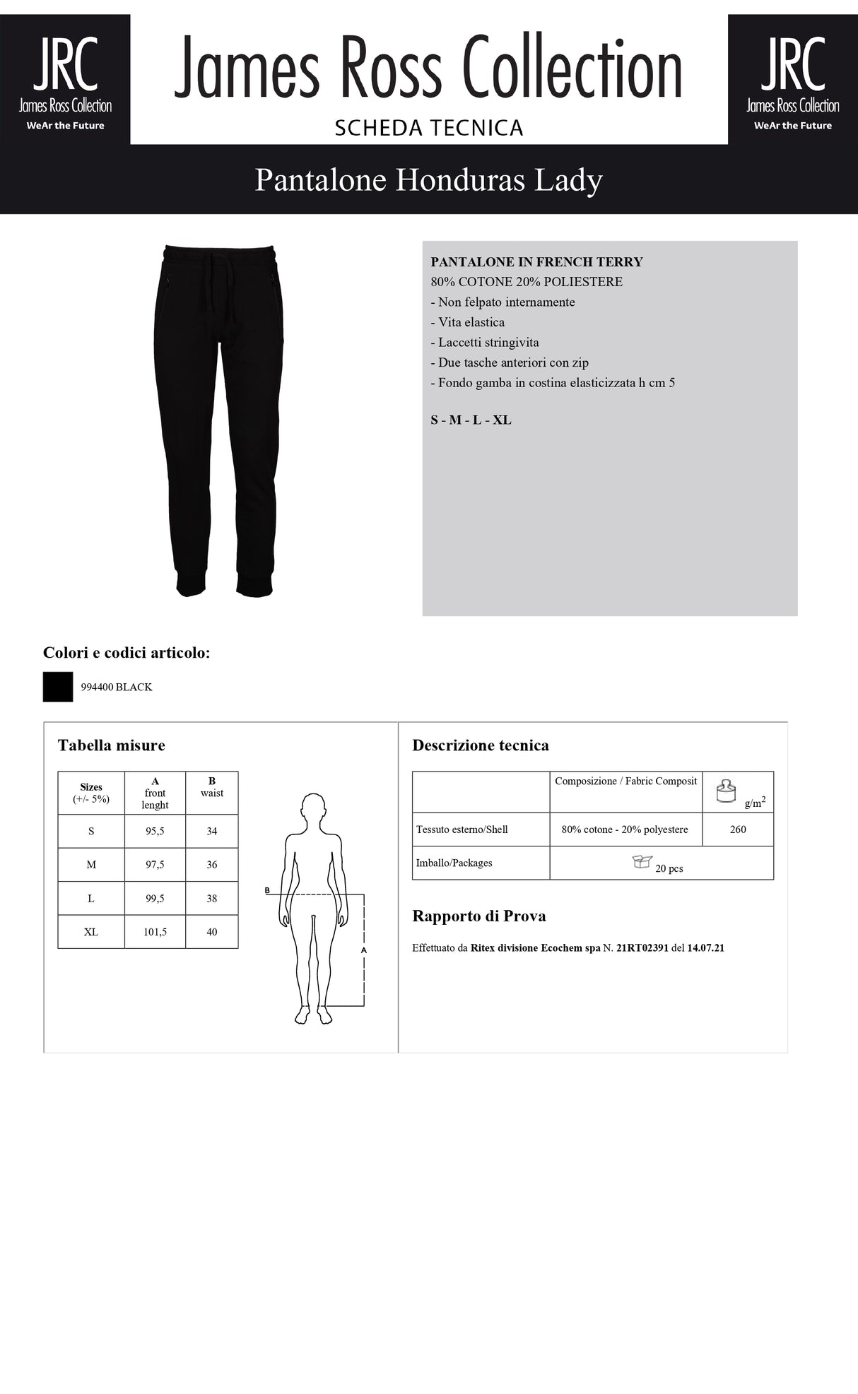 PANTALONE TUTA JRC HONDURAS LADY DONNA