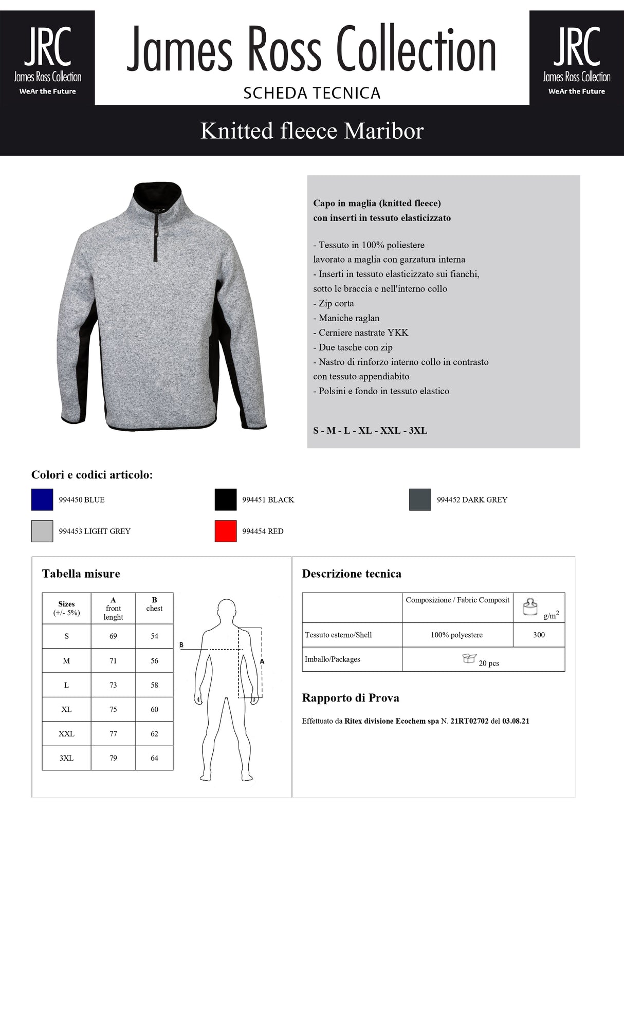 PILE KNITTED FLEECE JRC MARIBOR UOMO