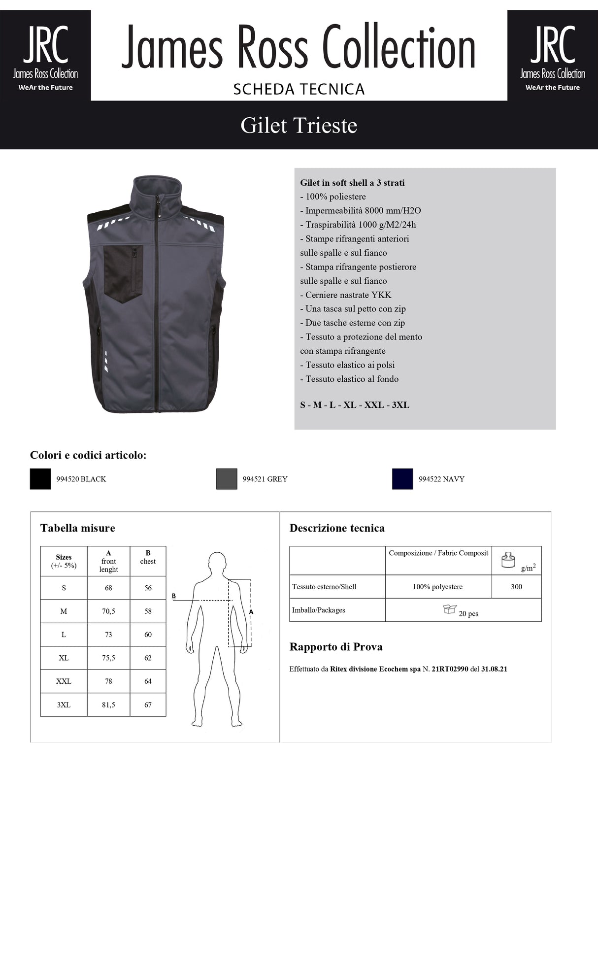 GILET IN SOFTSHELL DA LAVORO JRC TRIESTE UOMO