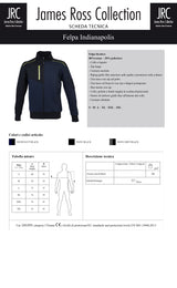 FELPA DA LAVORO CON ZIP JRC INDIANAPOLIS UOMO