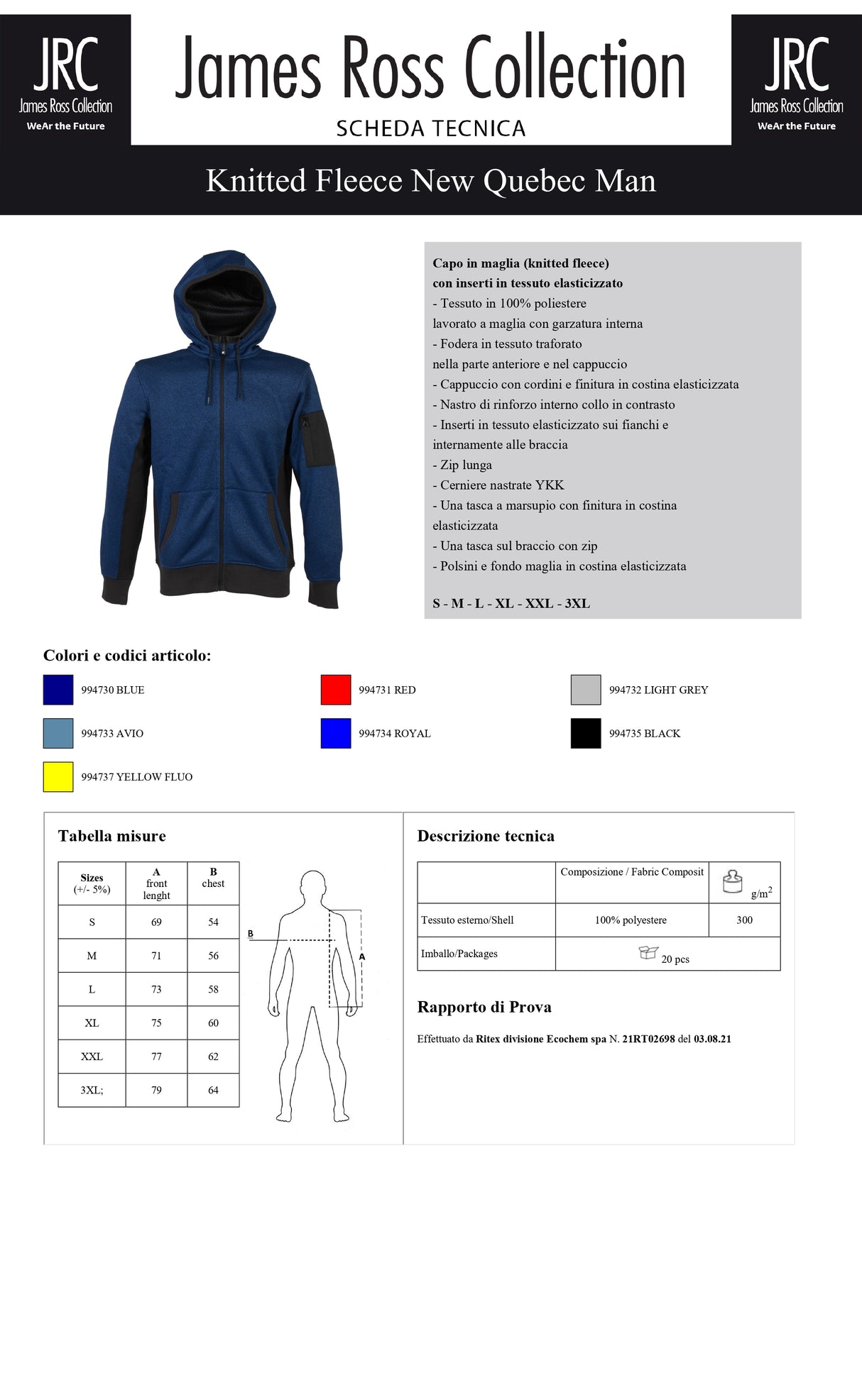 PILE KNITTED FLEECE JRC NEW QUEBEC MAN UOMO