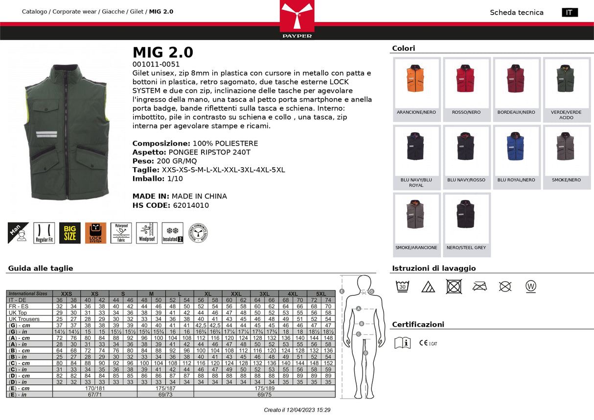 GILET DA LAVORO MULTITASCHE PAYPER MIG 2.0 UNISEX