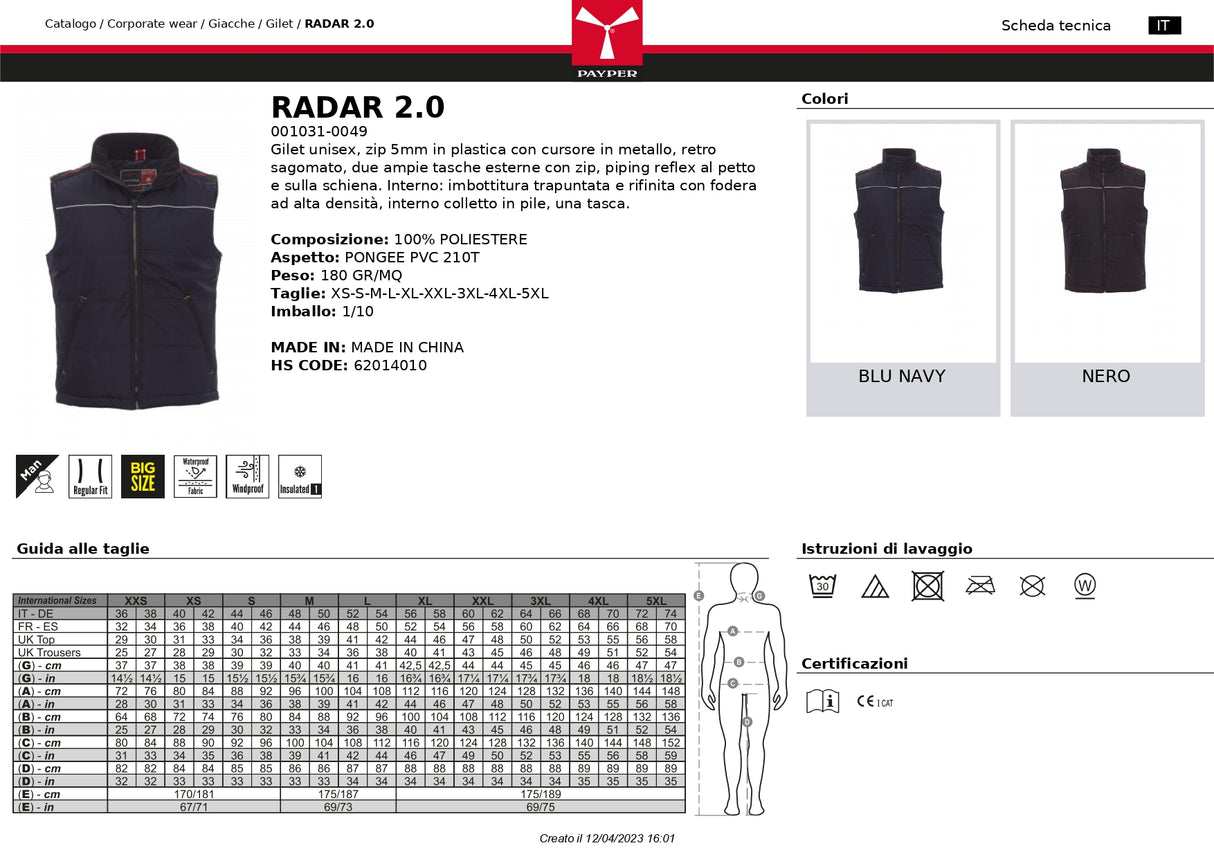 GILET DA LAVORO MULTITASCHE PAYPER RADAR 2.0 UNISEX