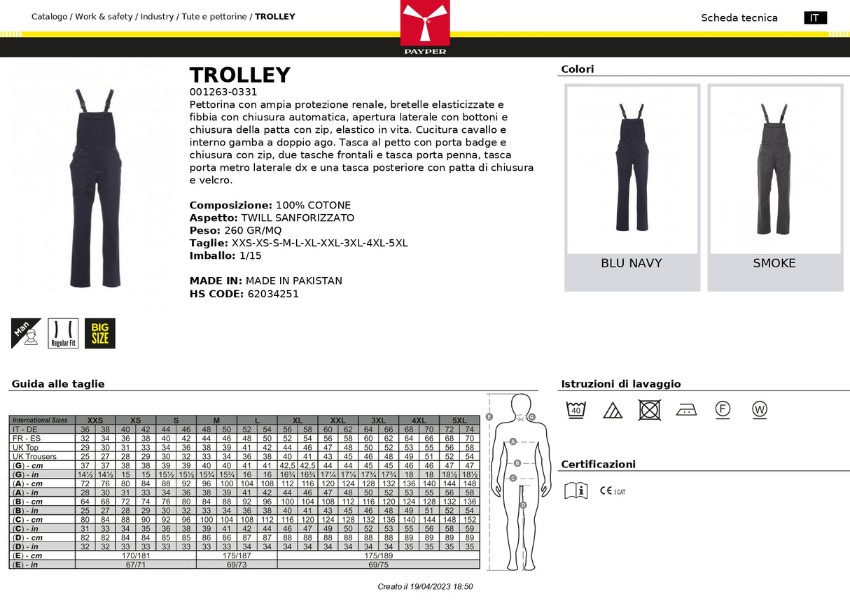 SALOPETTE DA LAVORO MULTITASCHE PAYPER TROLLEY UOMO