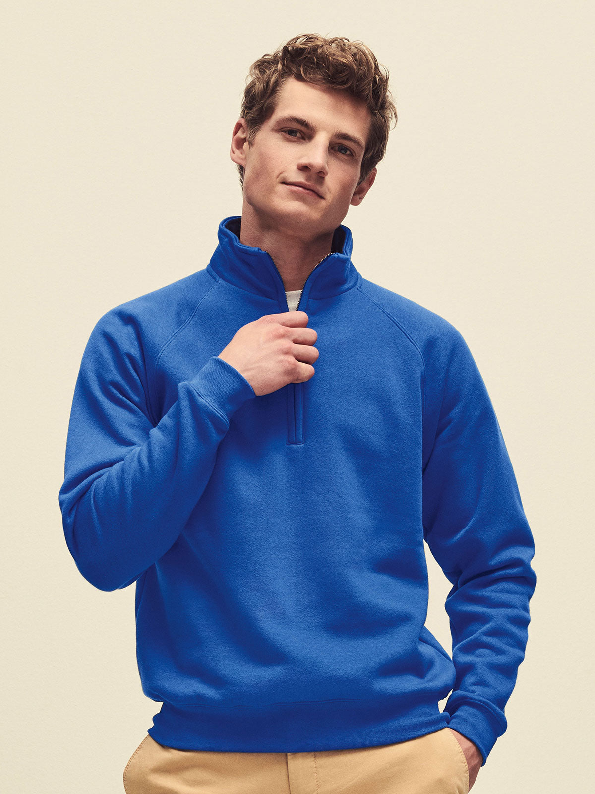 FELPA CON MEZZA ZIP FRUIT OF THE LOOM PREMIUM ZIP NECK SWEAT UOMO