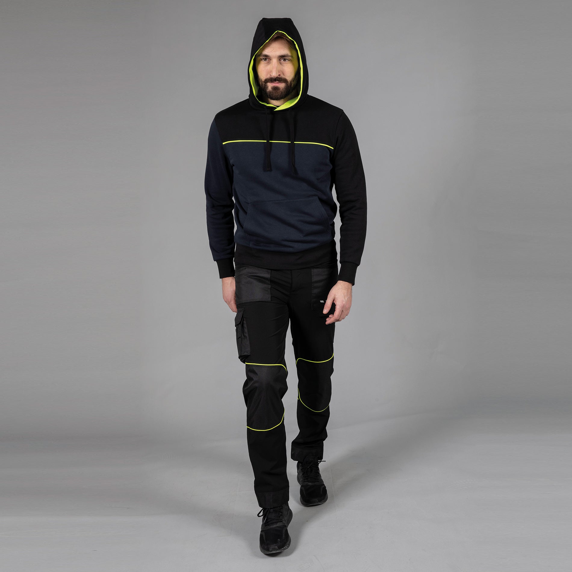 PANTALONE DA LAVORO, UOMO, MULTITASCHE, ELASTICIZZATO, IMPERMEABILE, JRC, TONALE LIGHT, 140 GR/M2, SOFTSHELL