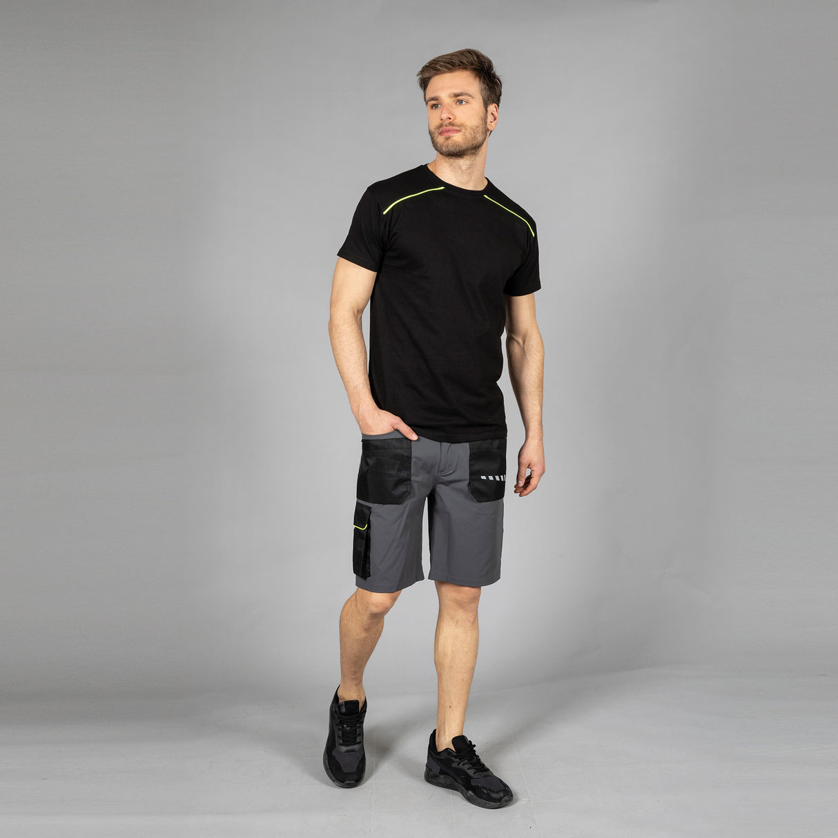 PANTALONE DA LAVORO MULTITASCHE IMPERMEABILE JRC TONALE SHORTS UOMO